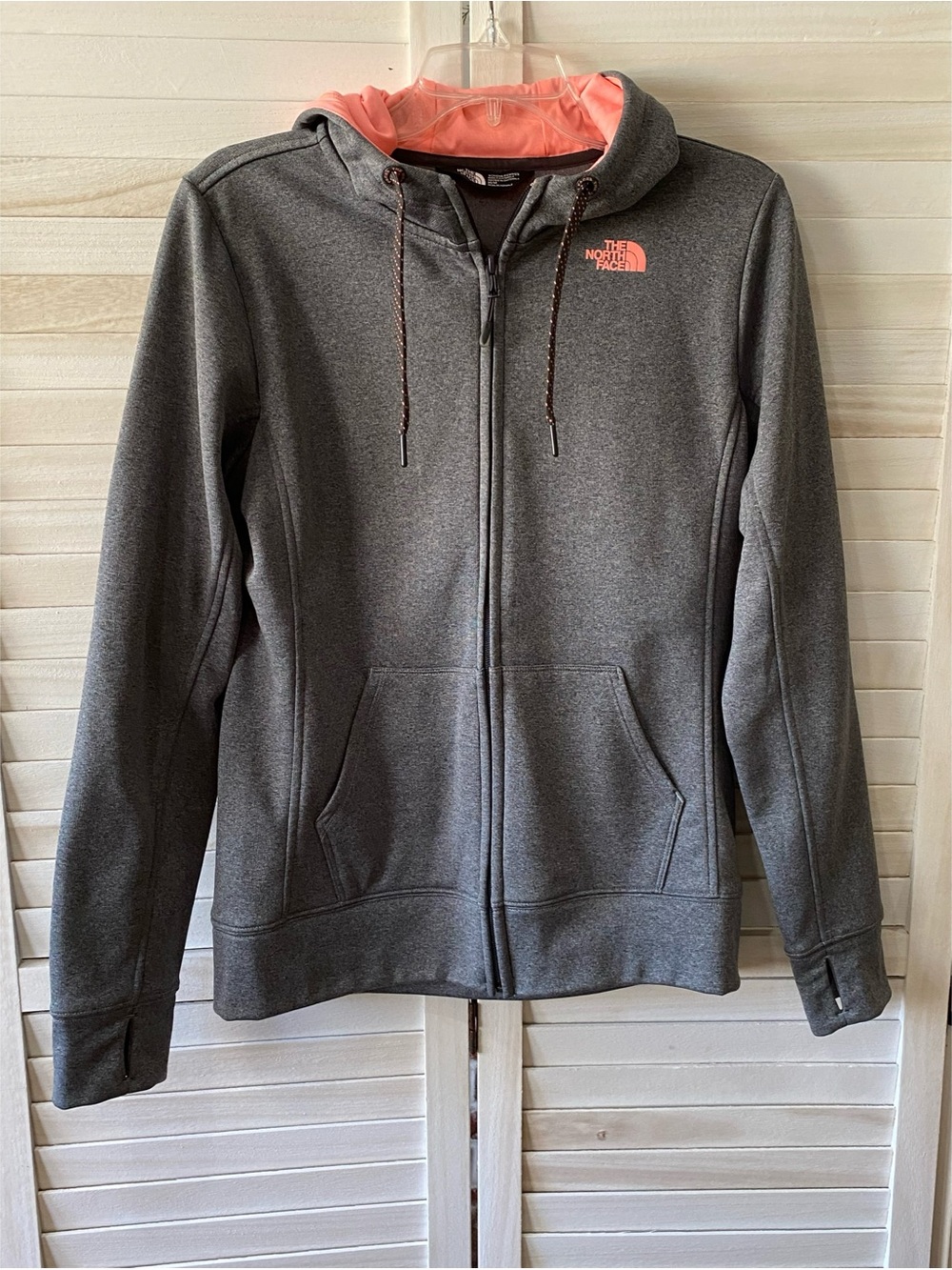 The North Face Women's Fave Full-Zip Hoodie Heather Gray W Pink